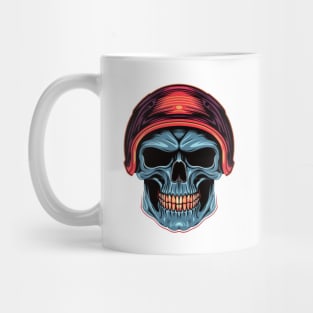 Blue Skull with Red Helmet Mug